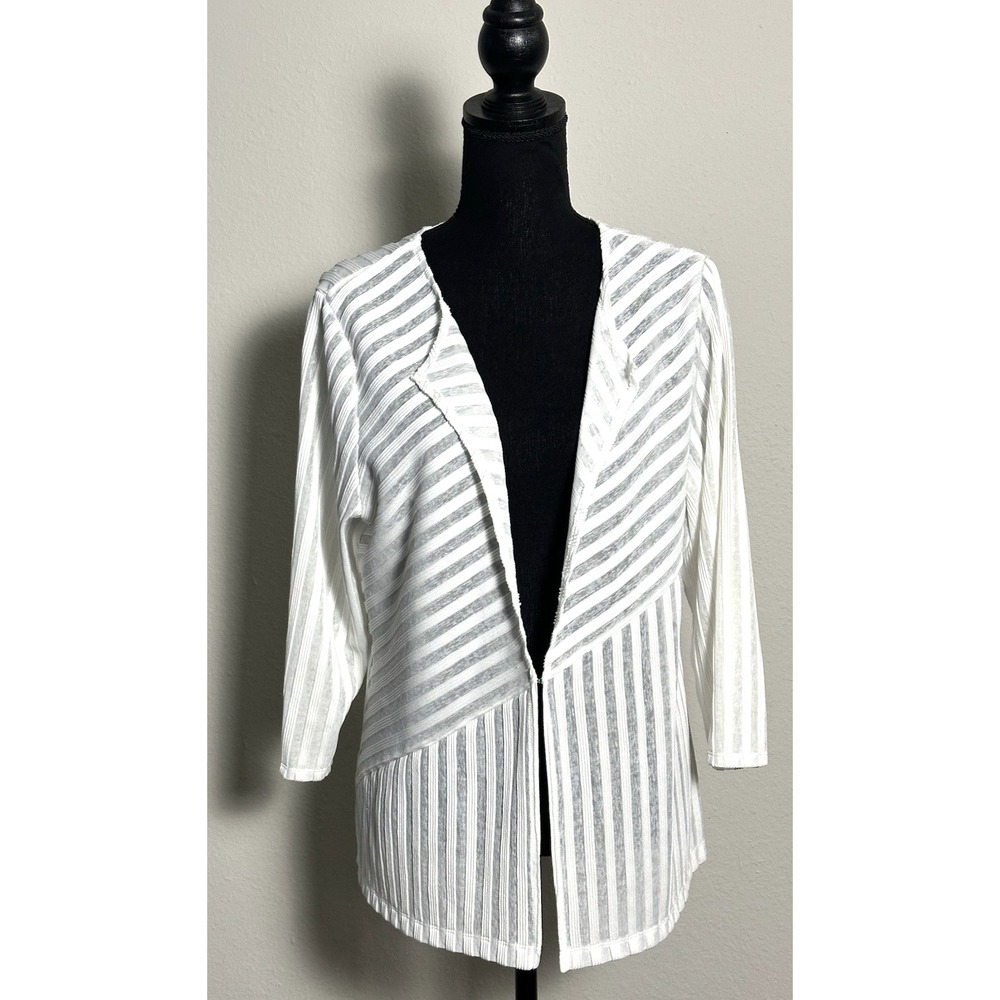 Chico's Easywear White Sheer Open-Front 3/4-Sleeve Jacket Chico's Size (2)
